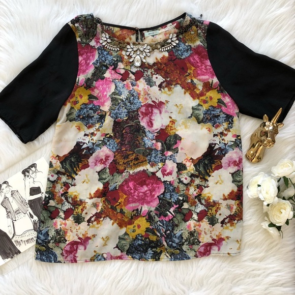 Urban Outfitters Tops - | UO | Black Sleeved Floral Top